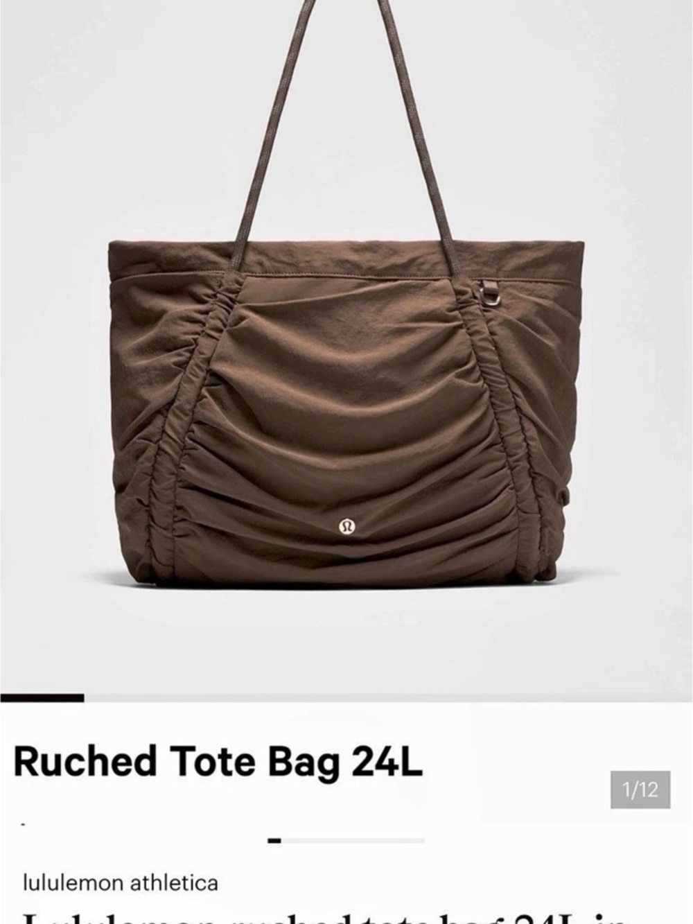 lululemon Ruched Tote Bag 24L in walnut gold  crunch